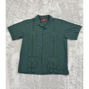 Maximos Shirt Mens 2XL Green Embroidered Guayabera Short Sleeve Button Up Casual